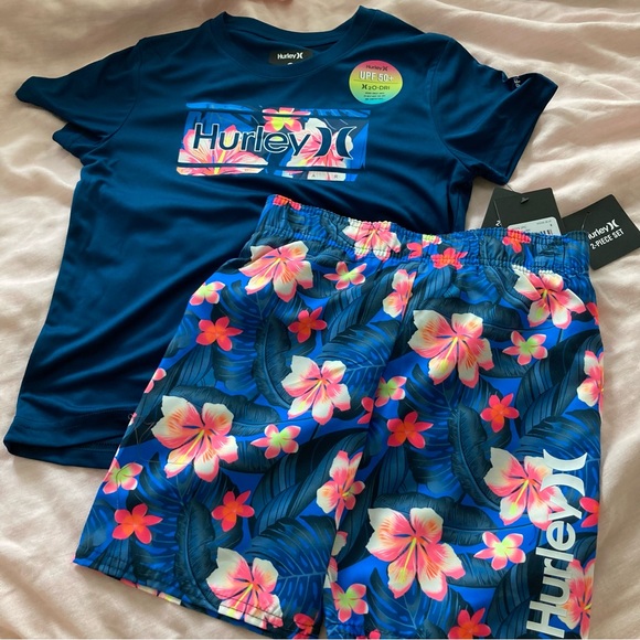 Hurley Other - Hurley UPF 50+ Floral Shorts Dri-fit Tee Set 6252